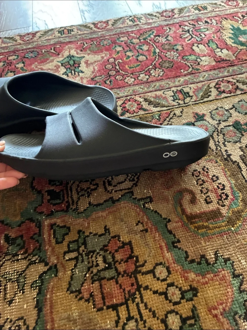 OOFOS Men's Charcoal Gray Recovery Slide Sandals